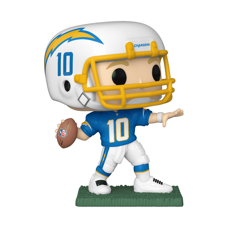 Justin Herbert Home Uniform Funko Pop! #162 stock photo out-of-box from NFL Los Angeles Chargers