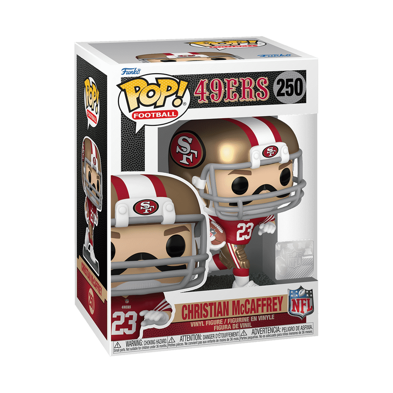 Christian McCaffrey Home Uniform Funko Pop! #250 stock photo in-box from NFL San Francisco 49ers