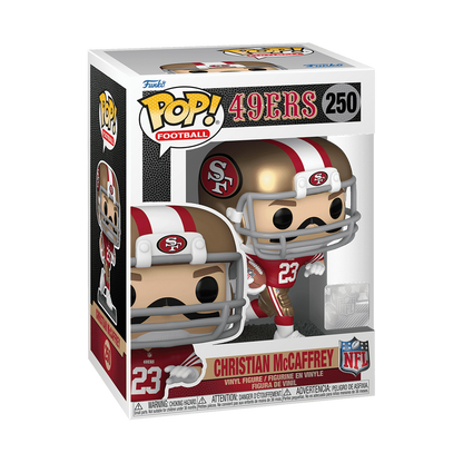 Christian McCaffrey Home Uniform Funko Pop! #250 stock photo in-box from NFL San Francisco 49ers