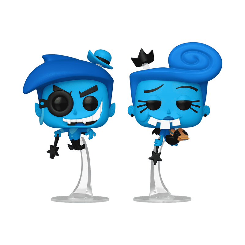 Funko Pop Anti-Cosmo & Anti-Wanda 2-Pack from The Fairly OddParents, shown inside original box with 2025 Wondrous Convention sticker.
