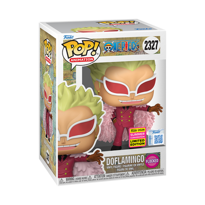 Doflamingo (Flocked) Funko Pop! #2327 San Diego Comic-Con Shared stock photo in-box from One Piece