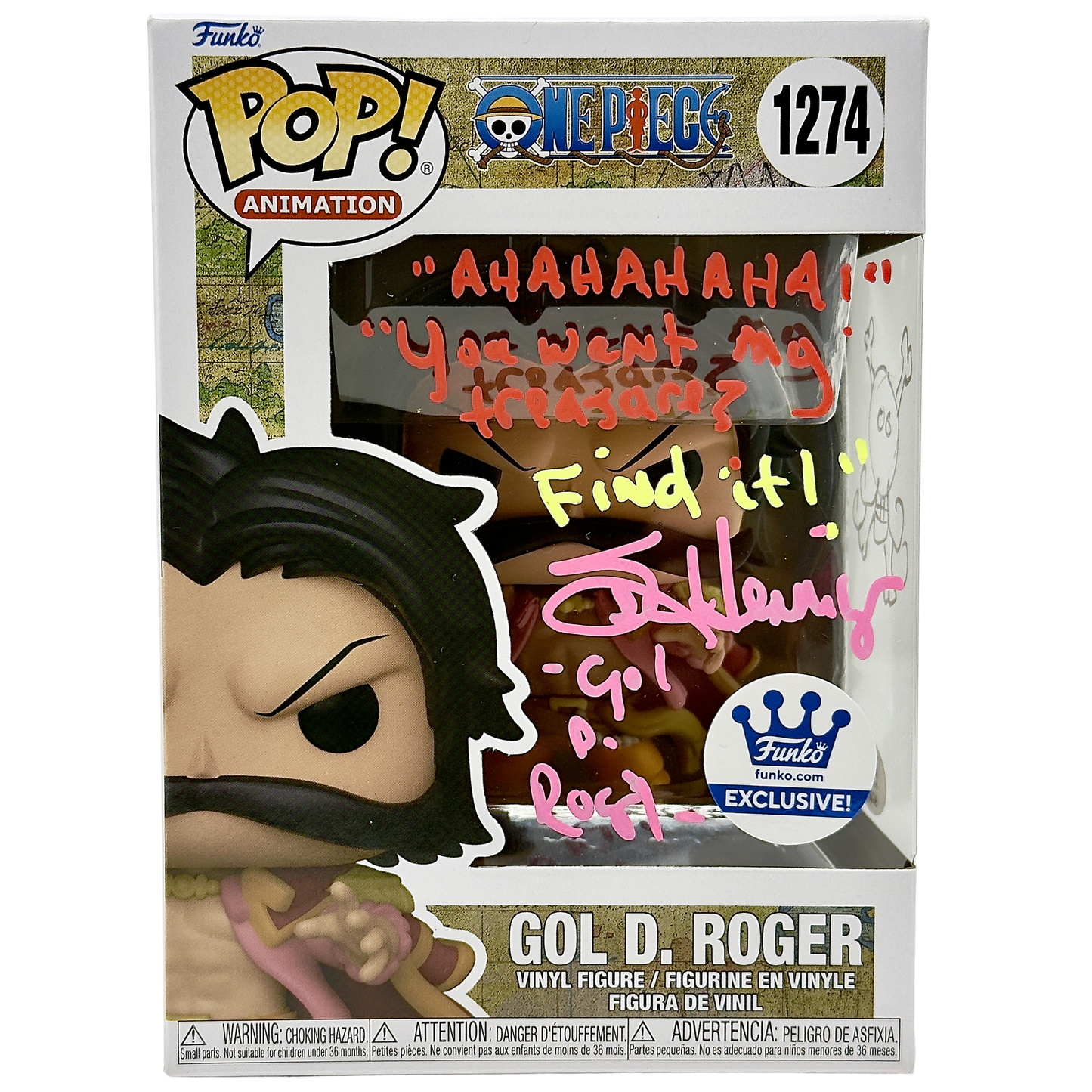 Gold D. Roger Funko Pop! #1274 Funko Exclusive signed by Sean Hennigan front in-box photo