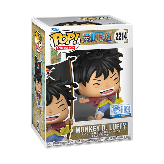 Monkey D. Luffy with Flag Funko Pop! #2214 Entertainment Earth Exclusive stock photo in-box from One Piece