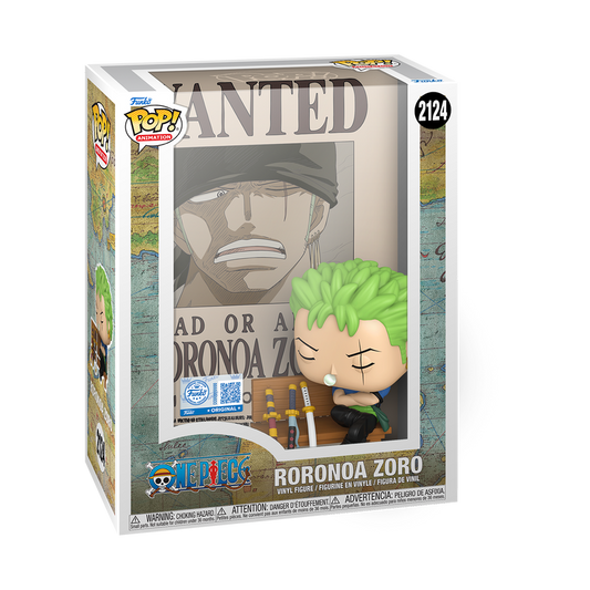 Roronoa Zoro Wanted Poster Funko Pop! #2124 Exclusive stock photo in-box from One Piece