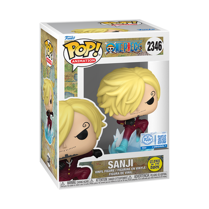 Sanji Raid Suit Funko Pop! #2346 Exclusive Glow stock photo in-box from One Piece