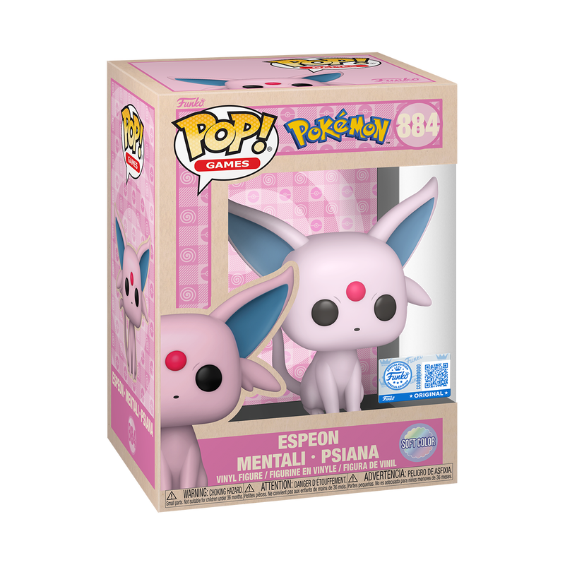 Espeon Soft Color Funko Pop! #884 Exclusive stock photo in-box from Pokémon