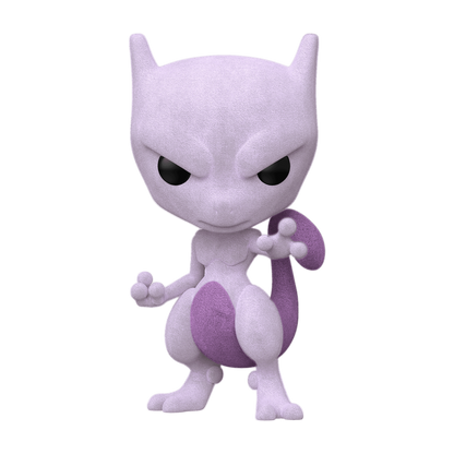 Mewtwo Flocked Funko Pop! #581 San Diego Comic Con 2020 Official Sticker stock photo out-of-box from Pokemon
