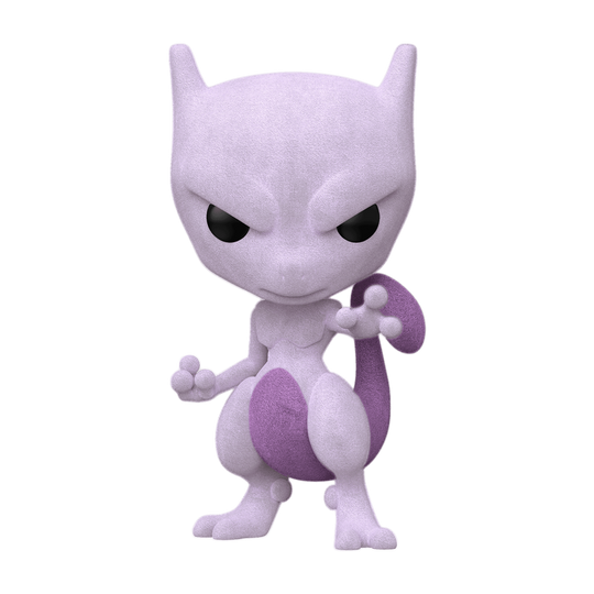 Mewtwo Flocked Funko Pop! #581 San Diego Comic Con 2020 Official Sticker stock photo out-of-box from Pokemon