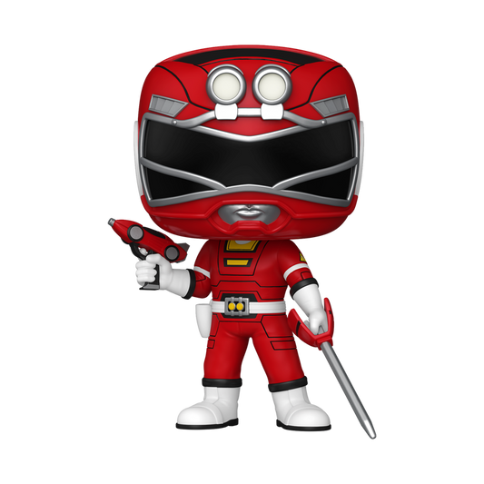 Power Rangers Turbo Red Turbo Ranger Funko Pop Figure Holding Turbo Blaster and Turbo Lightning Sword