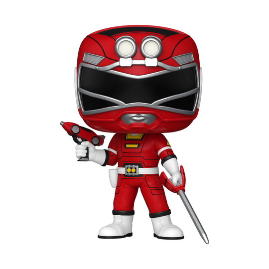 Power Rangers Turbo Red Turbo Ranger Funko Pop Figure Holding Turbo Blaster and Turbo Lightning Sword