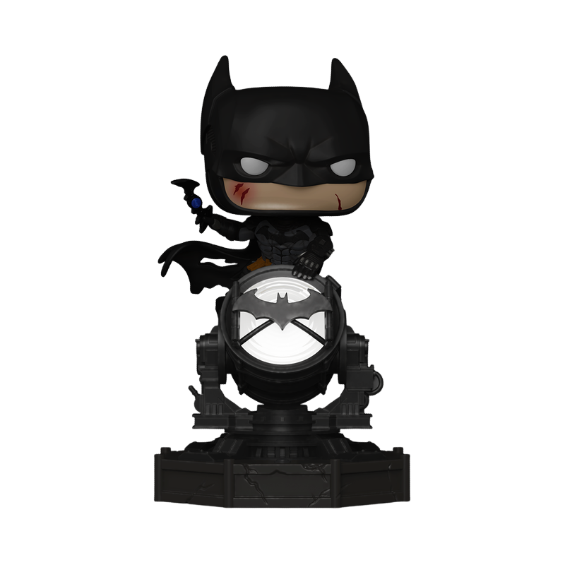 Batman Light-Up SFX Funko Pop! Premium #614 out-of-box showing illuminated light-up effect from Batman Arkham Knight