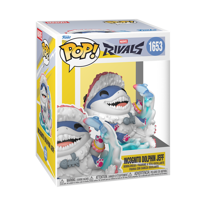 Incognito Dolphin Jeff Funko Pop! Premium #1653 stock photo in-box from Marvel Rivals