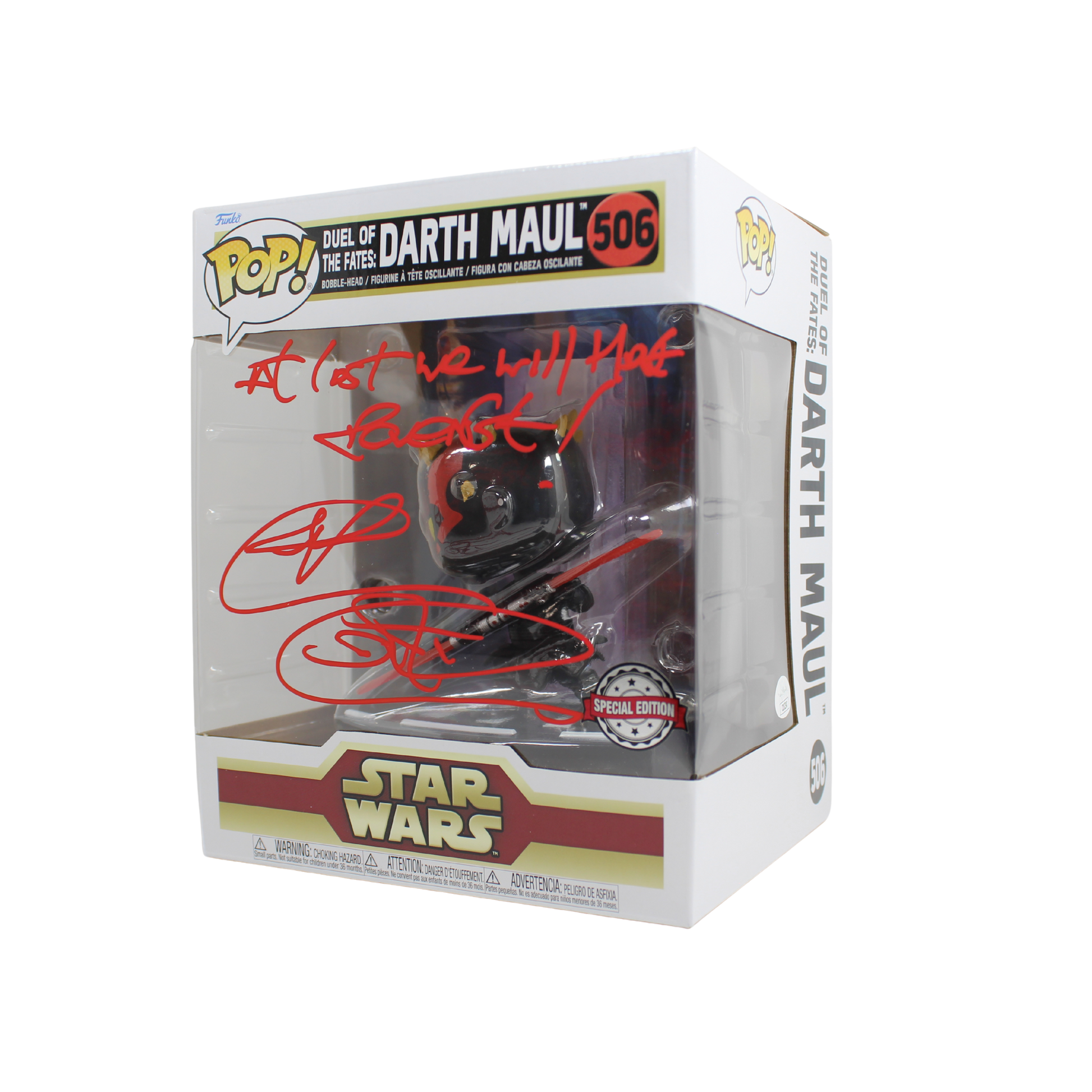 Ray Park Signed Duel Fates Darth Maul Star Wars Funko Pop Figure Special Edition Corner Angle