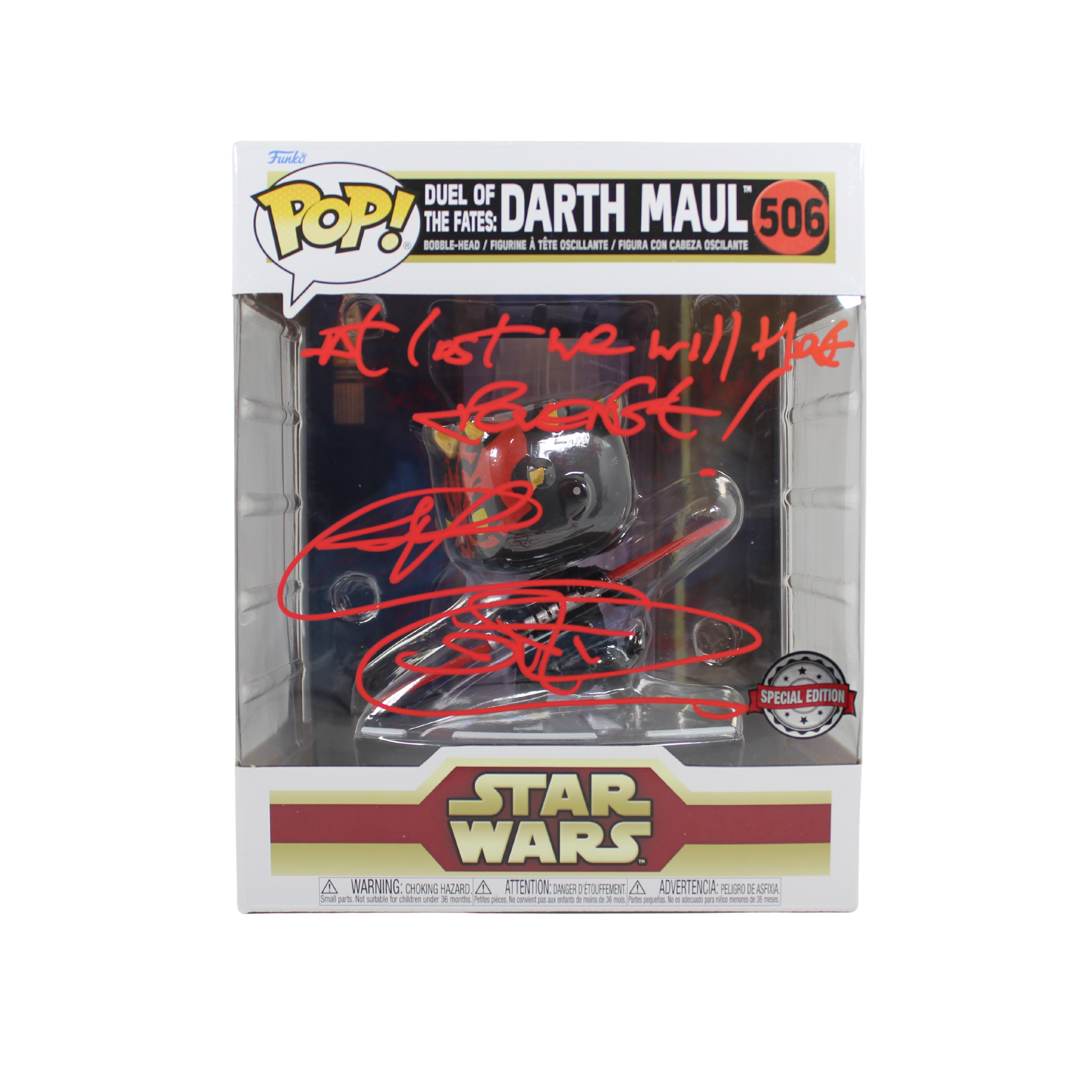 Ray Park Signed Duel Fates Darth Maul Star Wars Funko Pop special Edition Figure Holding Red Lightsaber