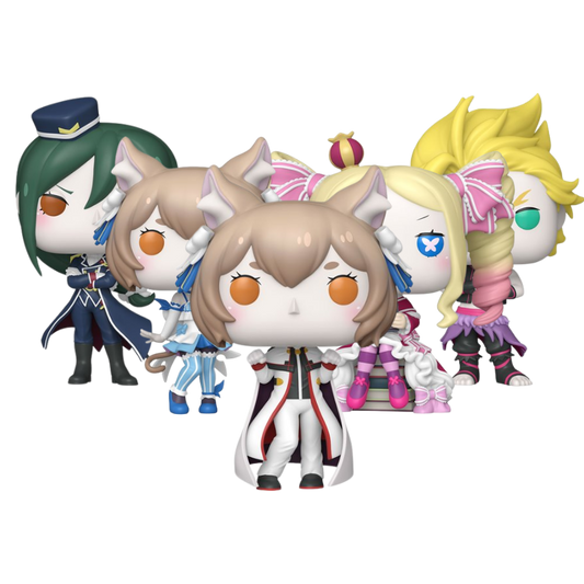 Re:Zero Funko Pop! set stock photo out-of-box featuring Subaru, Emilia, Rem, Ram, Beatrice, Ferris, Garfiel, Crusch, and more