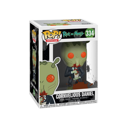 Cornvelious Daniel Funko Pop! #334 stock photo in-box from Rick and Morty
