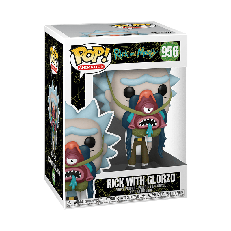 Rick with Glorzo Funko Pop! #956 stock photo in-box from Rick and Morty