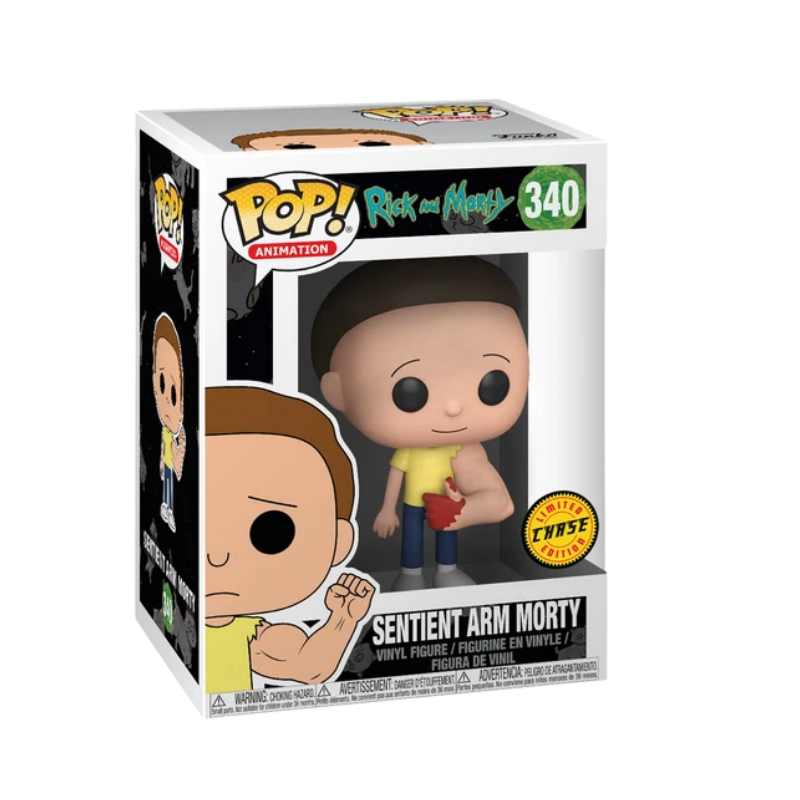 Sentient Arm Morty Funko Pop! #340 Chase stock photo in-box from Rick and Morty