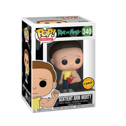 Sentient Arm Morty Funko Pop! #340 Chase stock photo in-box from Rick and Morty