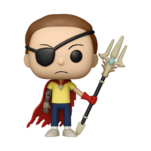 Rick and Morty Story Train Evil Morty Funko Pop Figure Wearing Eyepatch Holding Trident