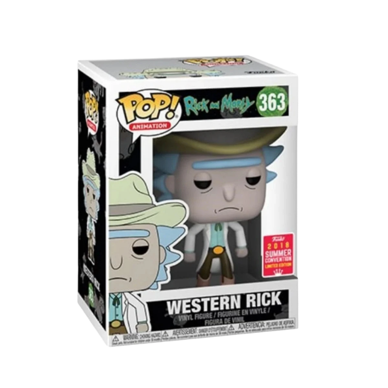 Western Rick Funko Pop! #363 2018 Summer Convention Exclusive stock photo in-box from Rick and Morty