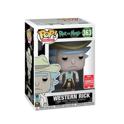 Western Rick Funko Pop! #363 2018 Summer Convention Exclusive stock photo in-box from Rick and Morty