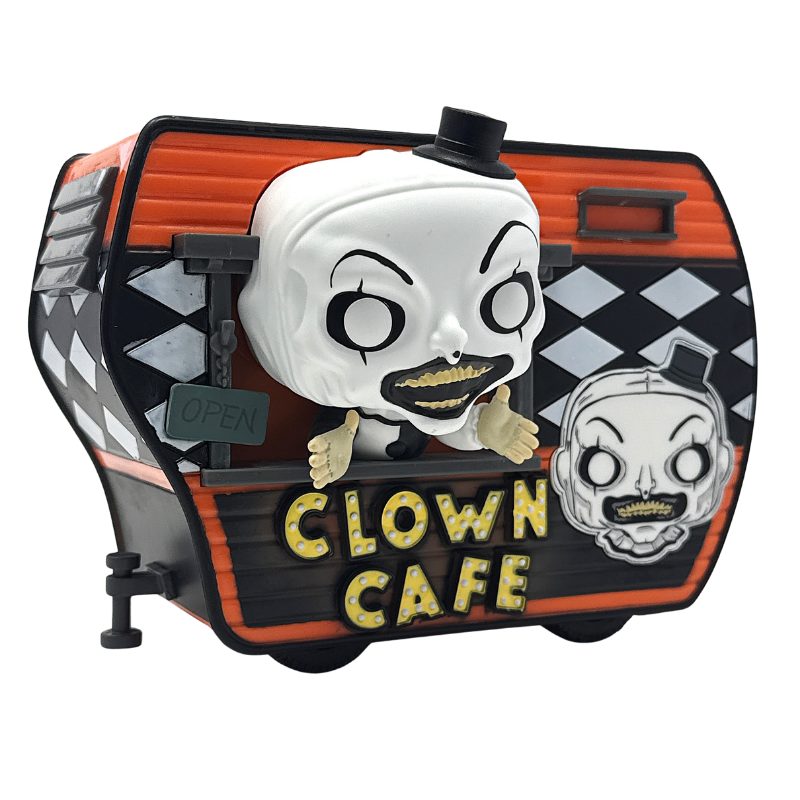 Art with Clown Cafe Funko Pop! Rides #149 stock photo out-of-box from Terrifier 2