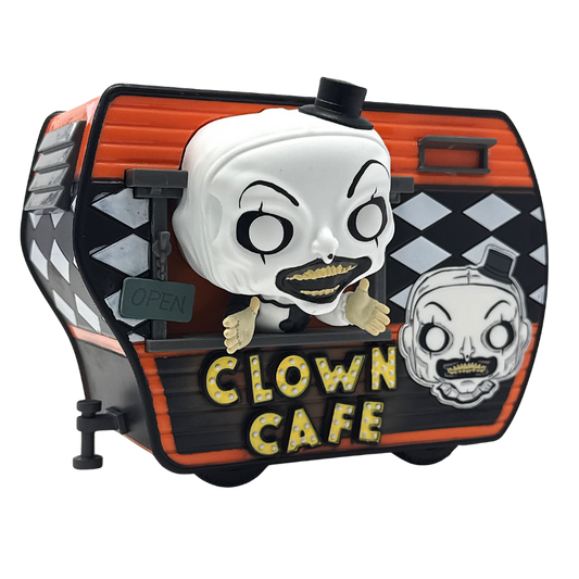 Art with Clown Cafe Funko Pop! Rides #149 stock photo out-of-box from Terrifier 2
