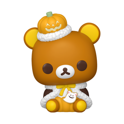 Stock photo of Rilakkuma Funko Pop! Rilakkuma (Pumpkin) #2515 Funko Exclusive NYCC 2026 shared-sticker edition out of box.