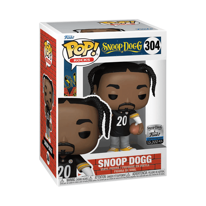 Snoop Dogg in Steelers Jersey Funko Pop! #304 Limited Edition 15000 Pcs stock photo in-box from Pop! Rocks