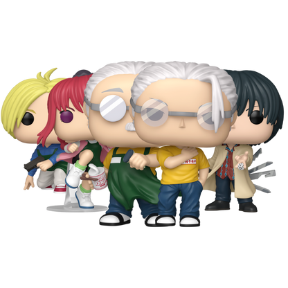 Sakamoto Days Funko Pop set with Taro Sakamoto common and chase Lu Shaotang Nagumo and Shin Asakura figures out of box