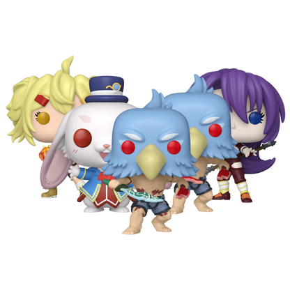Shangri-La Frontier Funko Pop! set stock photo out-of-box featuring Sunraku, Emul, Oikatzo, Arthur Pencilgon, and more