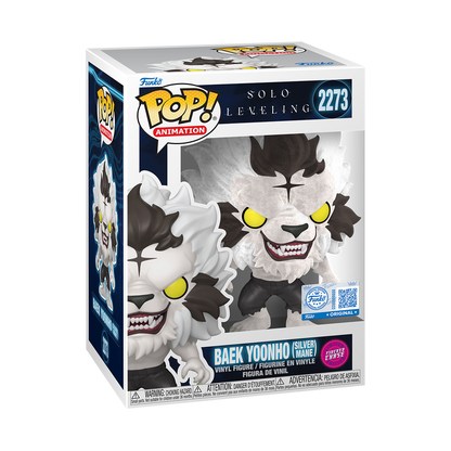 Baek Yoonho Silver Mane Funko Pop! #2273 Flocked Chase Exclusive stock photo in-box from Solo Leveling