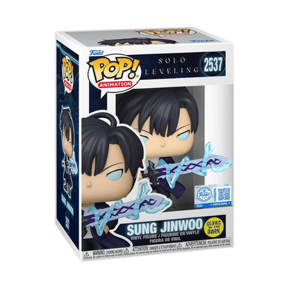 Sung Jinwoo Funko Pop! #2537 Glow GameStop Exclusive stock photo in-box from Solo Leveling