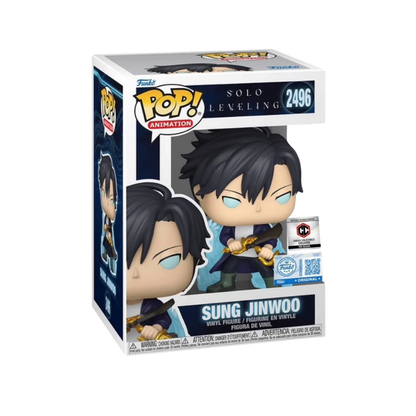 Sung Jinwoo Aura Funko Pop! #2496 Chalice Collectibles Pre-Release Exclusive stock photo in-box from Solo Leveling