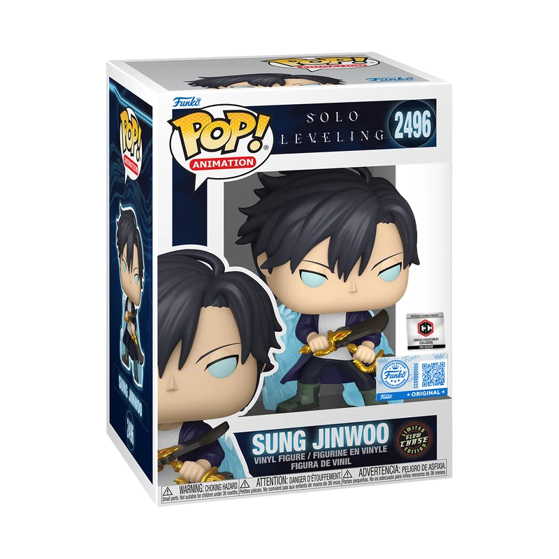 Sung Jinwoo Aura Funko Pop! #2496 Glow Chase Chalice Collectibles Pre-Release Exclusive stock photo in-box from Solo Leveling