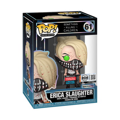 Stock photo of Something is Killing the Children Funko Pop! Erica Slaughter #61 Royalty NYCC 2026 shared-sticker edition in box.