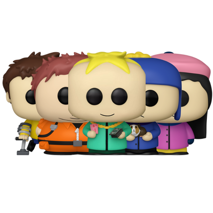 Kissing Company Butters Craig Tucker with Stripe Hippie Exterminator Cartman Jimmy Valmer Wendy Testaburger Funko Pop! #1758 #1759 #1760 #1761 #1762 stock photo out-of-box from South Park
