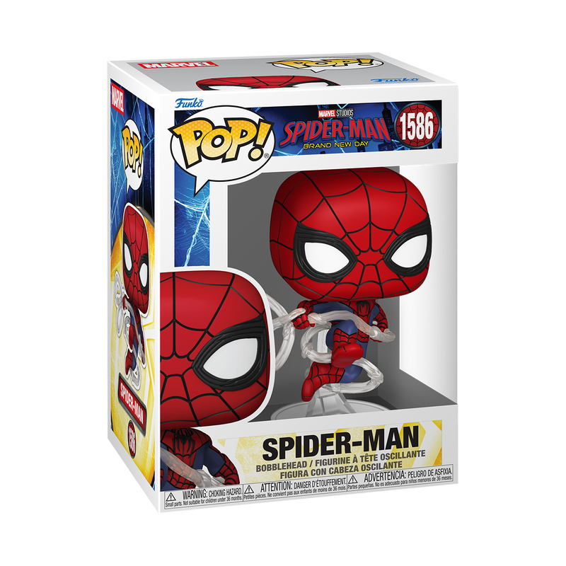 Spider-Man Swinging Funko Pop! #1586 stock photo in-box from Spider-Man Brand New Day