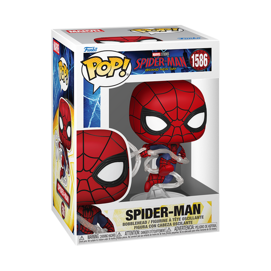 Spider-Man Swinging Funko Pop! #1586 stock photo in-box from Spider-Man Brand New Day