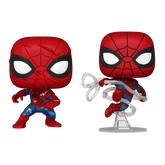 Spider-Man Swinging and Spider-Man No Way Home Suit Funko Pop! #1586 #1587 stock photo out-of-box from Spider-Man Brand New Day