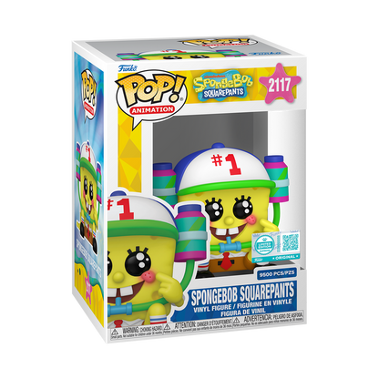 SpongeBob SquarePants with Drink Hat Funko Pop! #2117 Limited Edition 9,500 Pieces Hot Topic Exclusive stock photo in-box