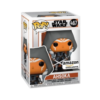 Ahsoka Hooded Funko Pop! #467 Amazon Exclusive stock photo in-box from Star Wars
