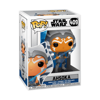 Ahsoka with Two Lightsabers Funko Pop! #409 stock photo in-box from Star Wars