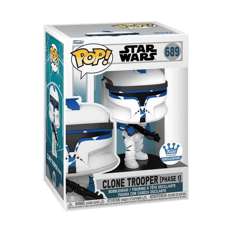 Clone Trooper Phase 1 Funko Pop! #689 Funko Exclusive stock photo in-box from Star Wars