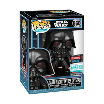 Stock photo of Star Wars Funko Pop! Darth Vader (Kyber Crystal) #860 Supreme NYCC 2026 shared-sticker edition in box.