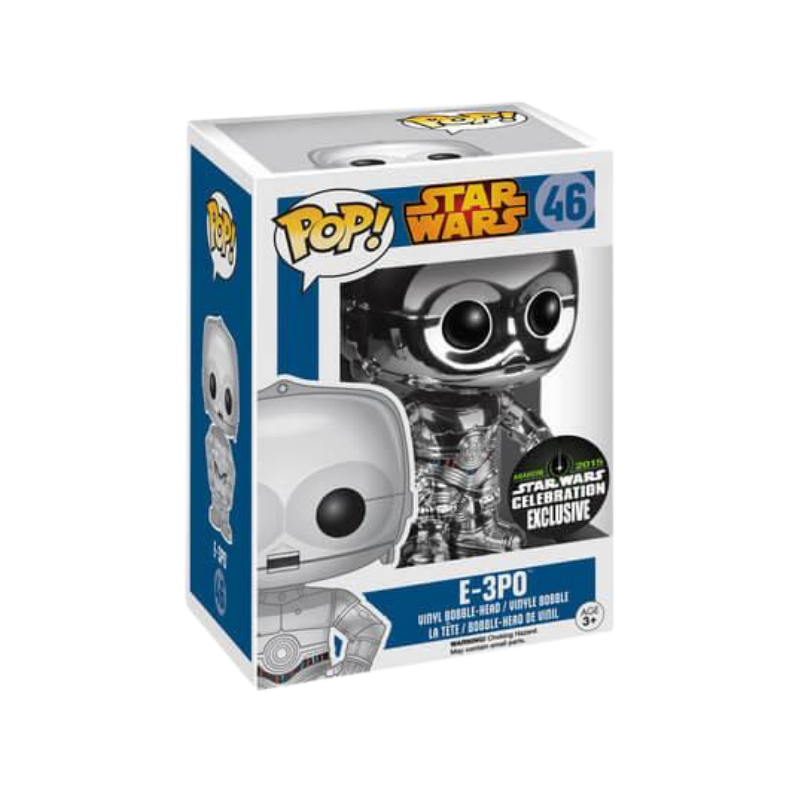 E-3PO Silver Funko Pop! #46 Anaheim 2015 Star Wars Celebration Exclusive stock photo in-box from Star Wars