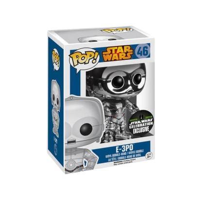 E-3PO Silver Funko Pop! #46 Anaheim 2015 Star Wars Celebration Exclusive stock photo in-box from Star Wars