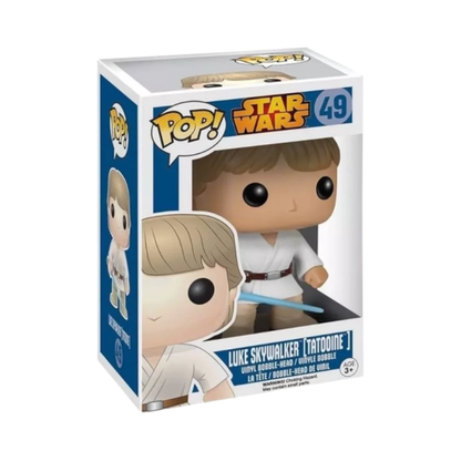 Luke Skywalker Tatooine Funko Pop! #49 stock photo in-box from Star Wars