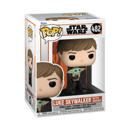 Luke Skywalker with Grogu Funko Pop! #482 stock photo in-box from Star Wars The Mandalorian